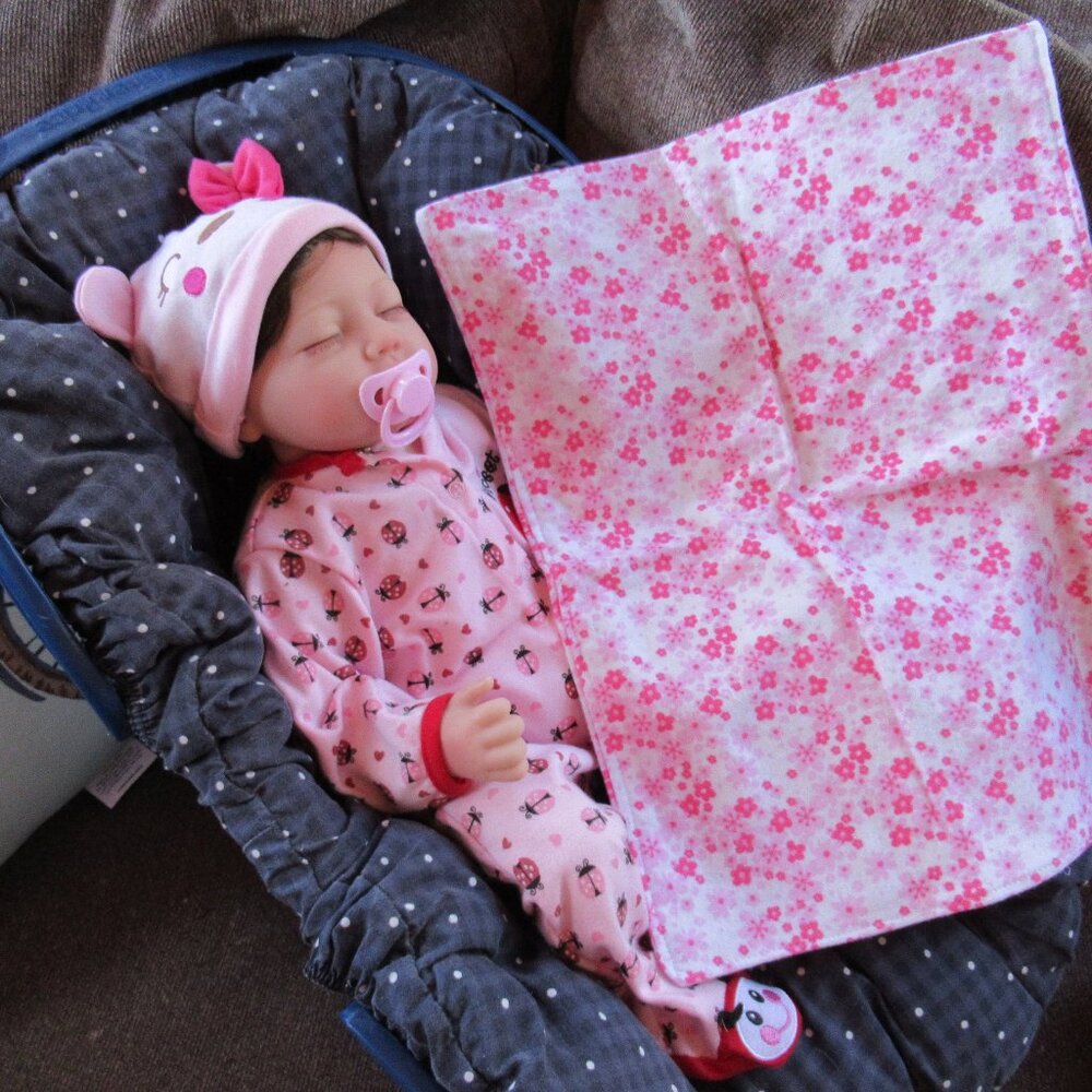Baby burp cloth flannel burp rag changing pad pet mat nap blanket pink flowers